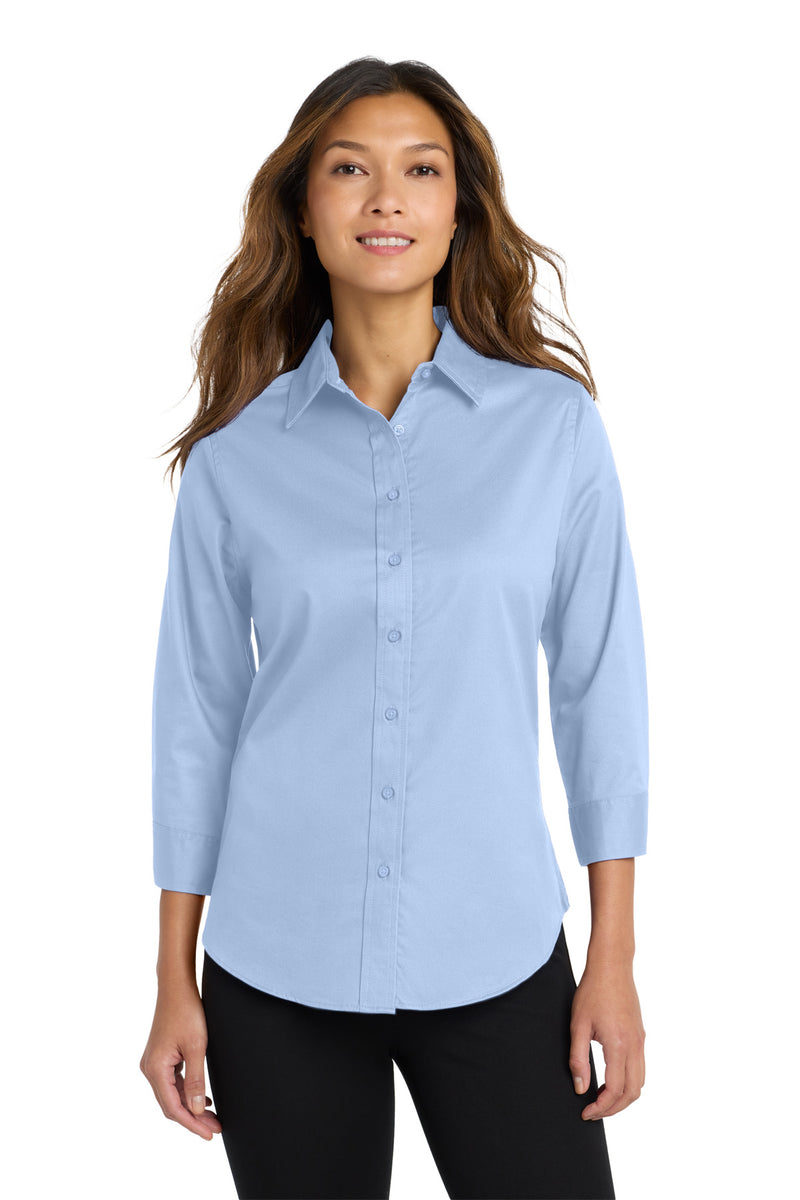 Port Authority Women's 3/4-Sleeve Easy Care Shirt - Light Blue