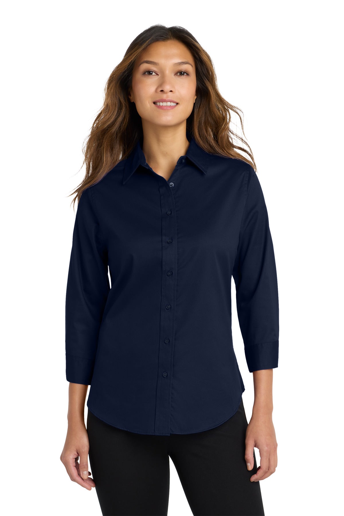 Port Authority Women's 3/4-Sleeve Easy Care Shirt - Navy