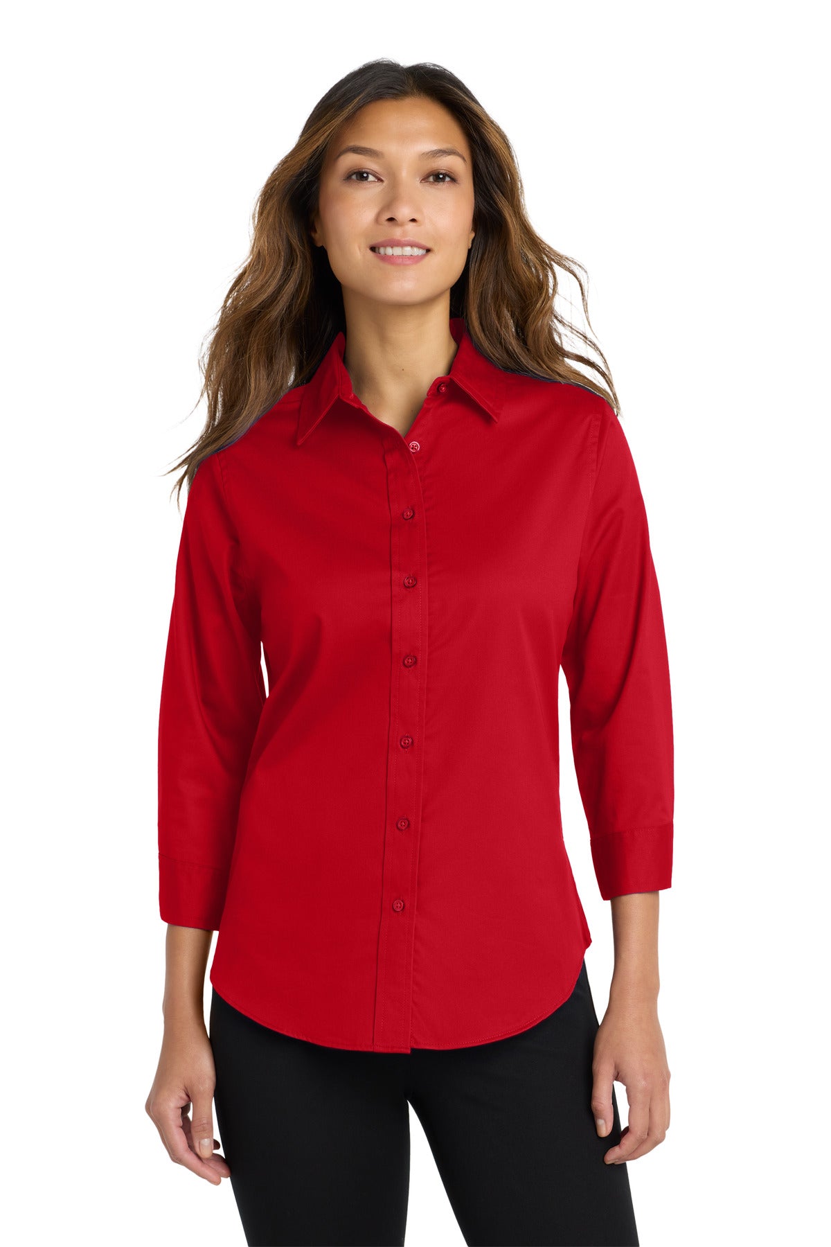 Port Authority Women's 3/4-Sleeve Easy Care Shirt - Red