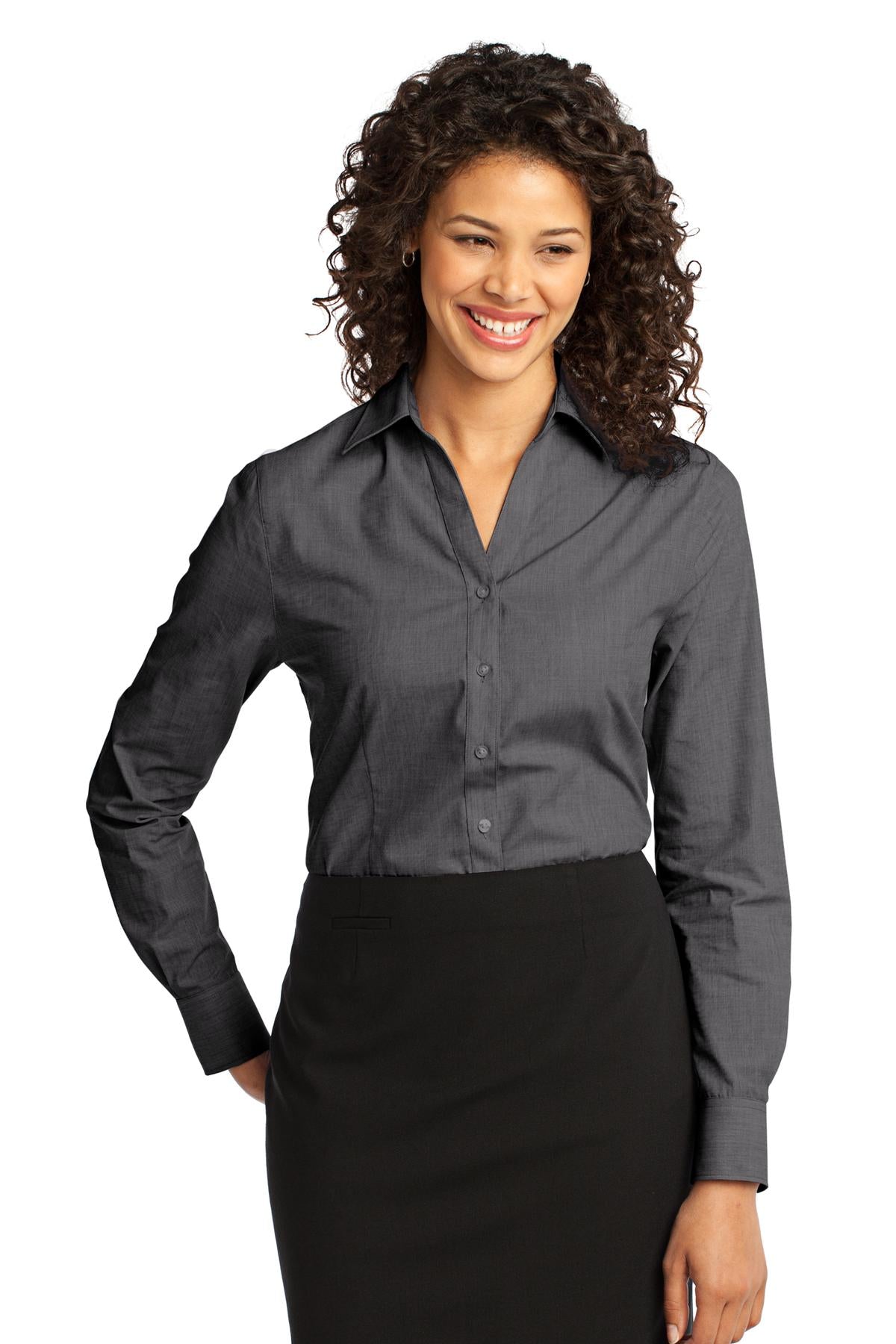 Port Authority Women's Crosshatch Easy Care Shirt - Soft Black