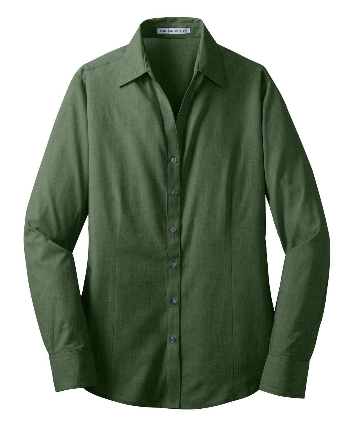 Port Authority Women's Crosshatch Easy Care Shirt - Dark Cactus Green