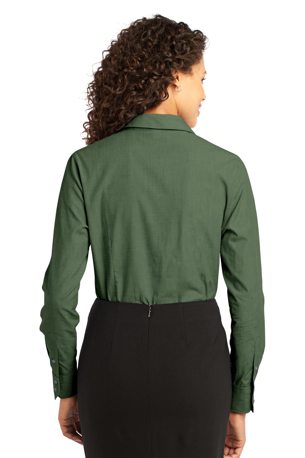 Port Authority Women's Crosshatch Easy Care Shirt - Dark Cactus Green