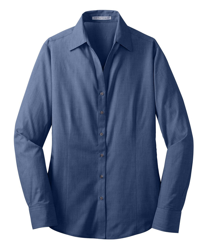 Port Authority Women's Crosshatch Easy Care Shirt - Deep Blue