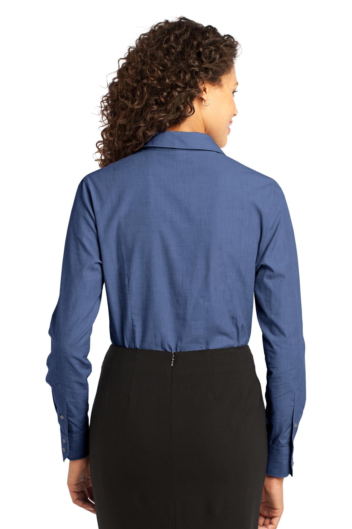 Port Authority Women's Crosshatch Easy Care Shirt - Deep Blue