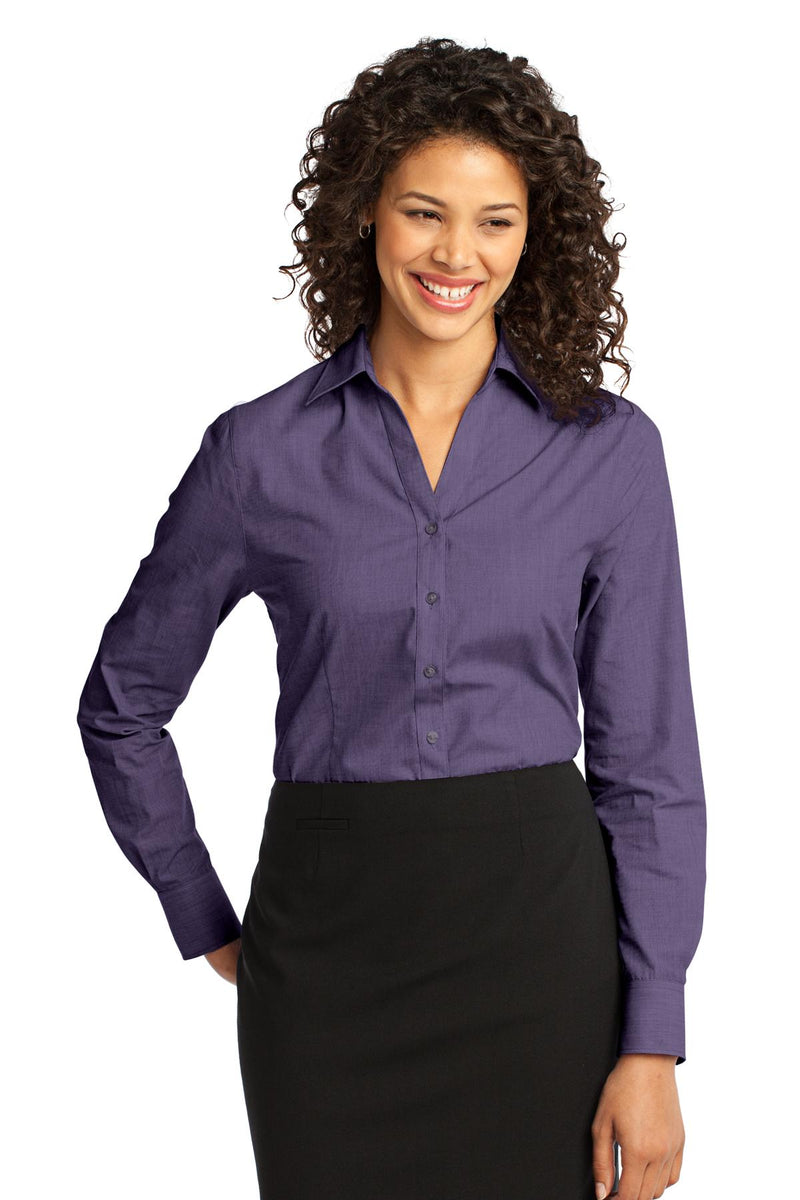 Port Authority Women's Crosshatch Easy Care Shirt - Grape Harvest