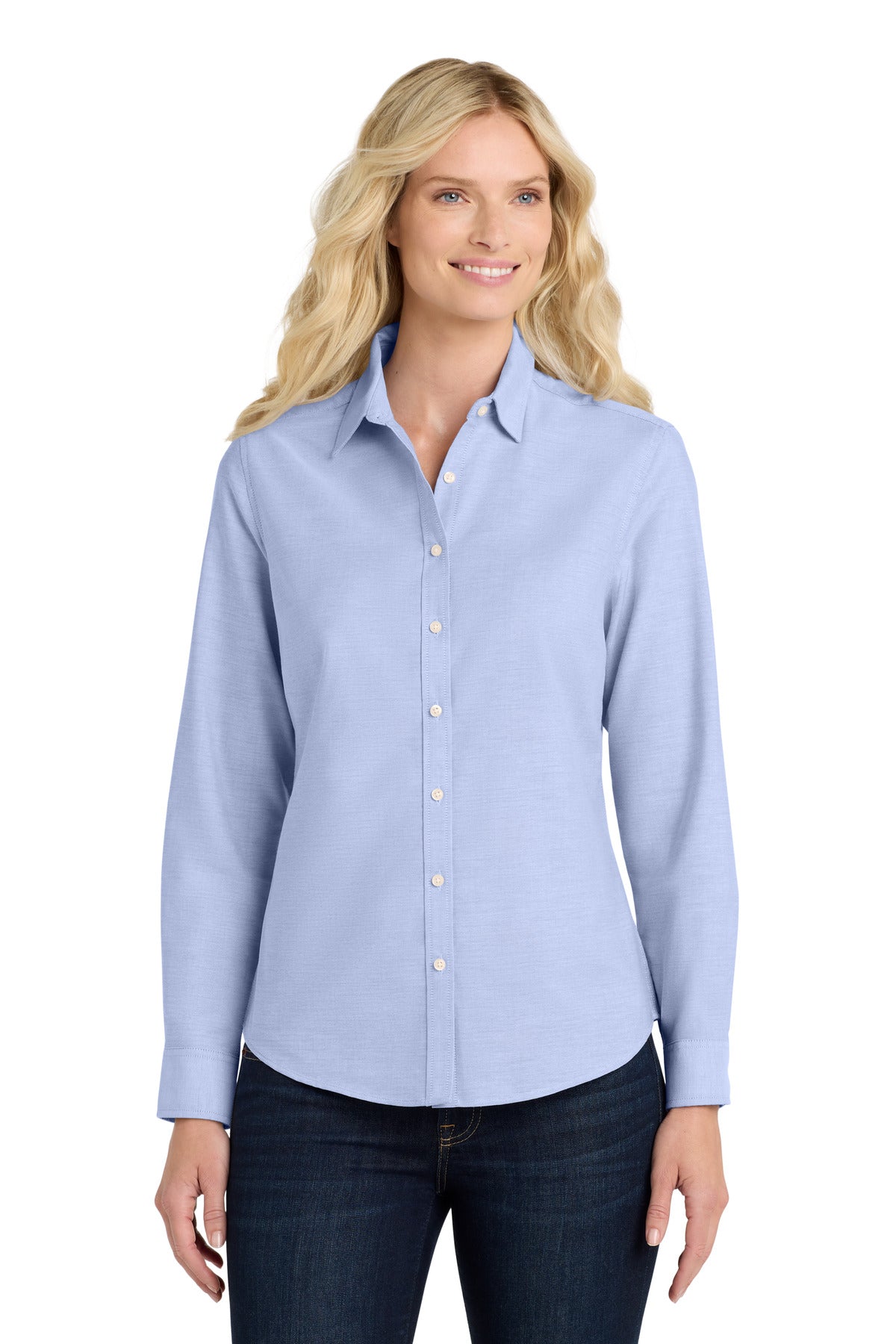 Port Authority Women's SuperPro Oxford Shirt - Oxford Blue