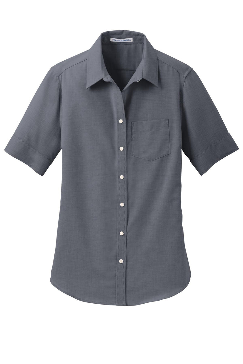 Port Authority Women's Short Sleeve SuperPro Oxford Shirt - Black