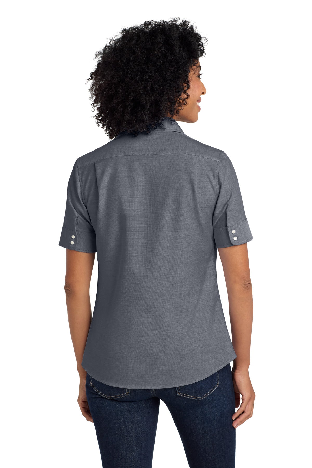 Port Authority Women's Short Sleeve SuperPro Oxford Shirt - Black