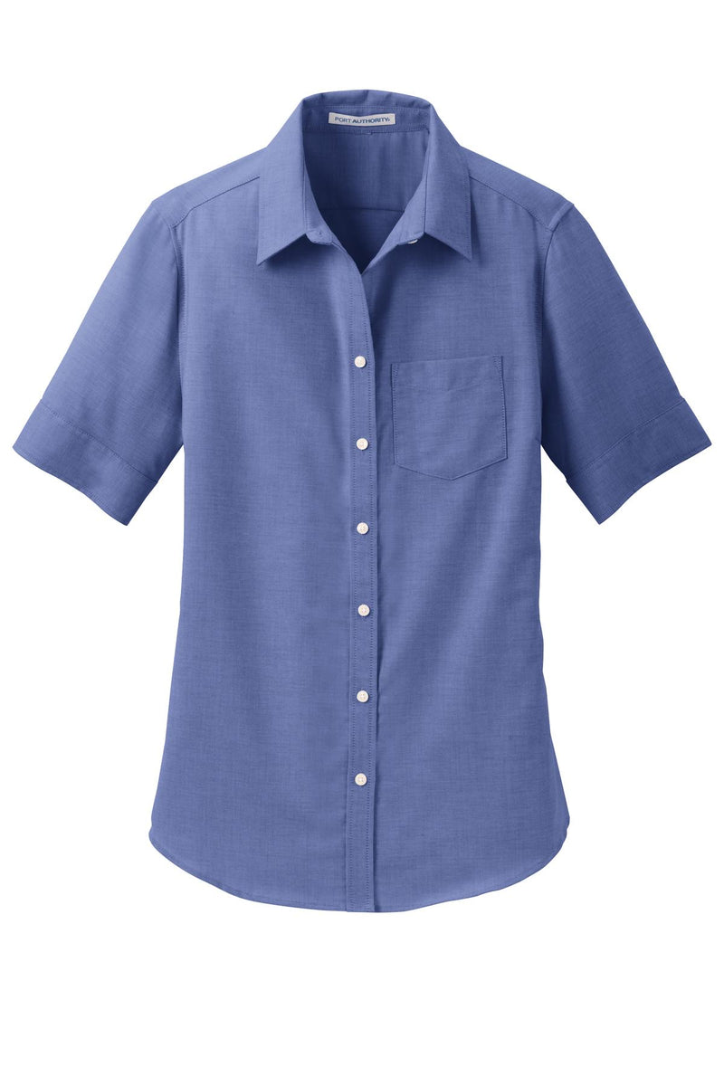 Port Authority Women's Short Sleeve SuperPro Oxford Shirt - Navy