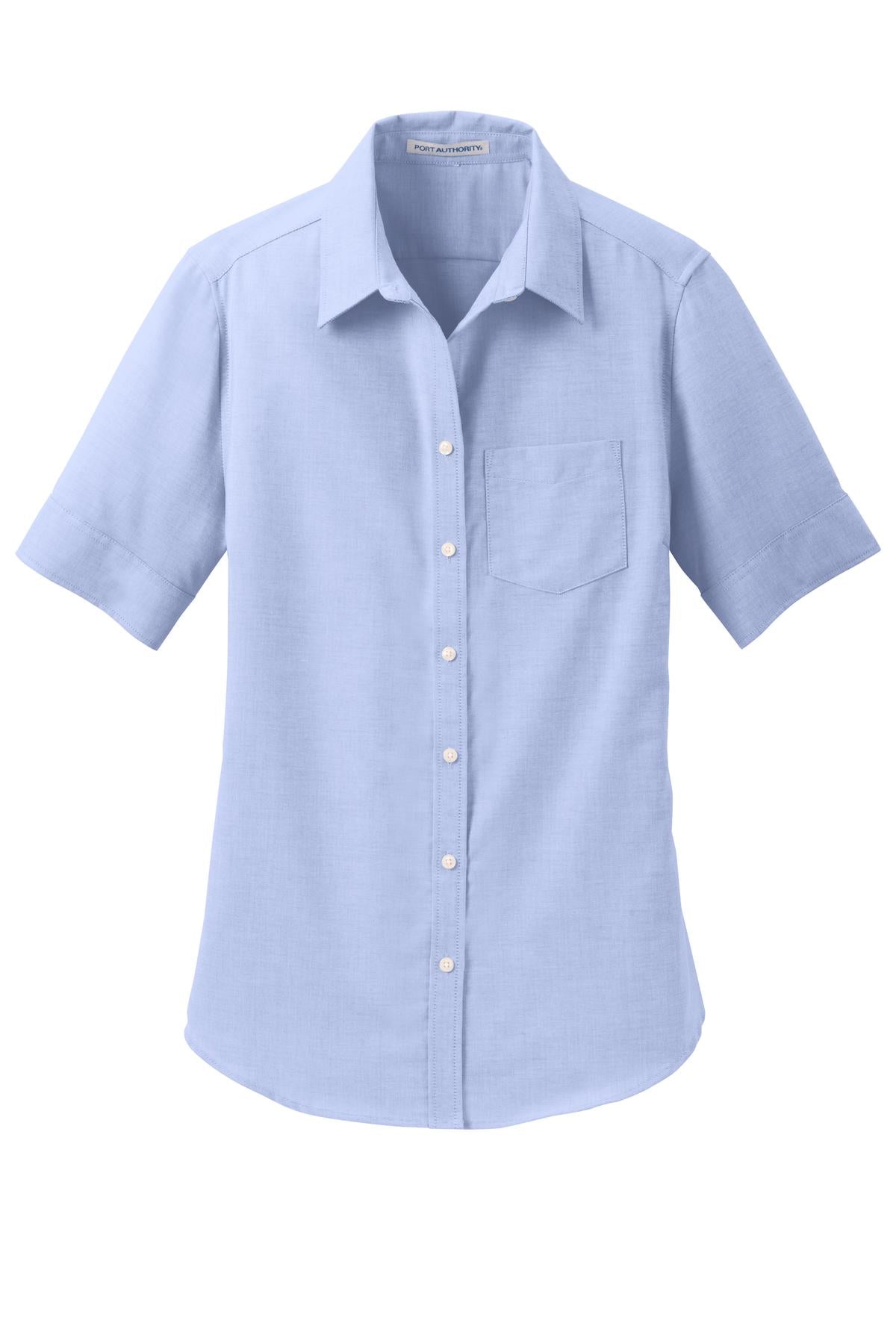 Port Authority Women's Short Sleeve SuperPro Oxford Shirt - Oxford Blue