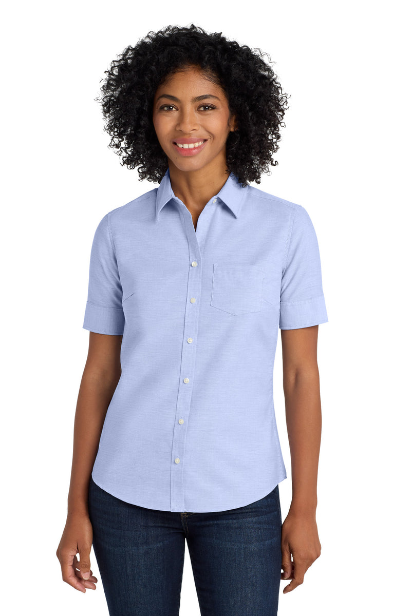 Port Authority Women's Short Sleeve SuperPro Oxford Shirt - Oxford Blue