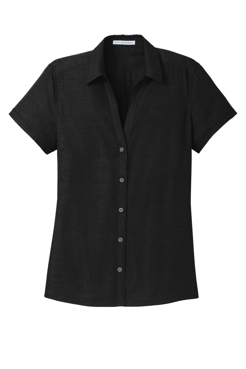 Port Authority Ladies Textured Camp Shirt - Black