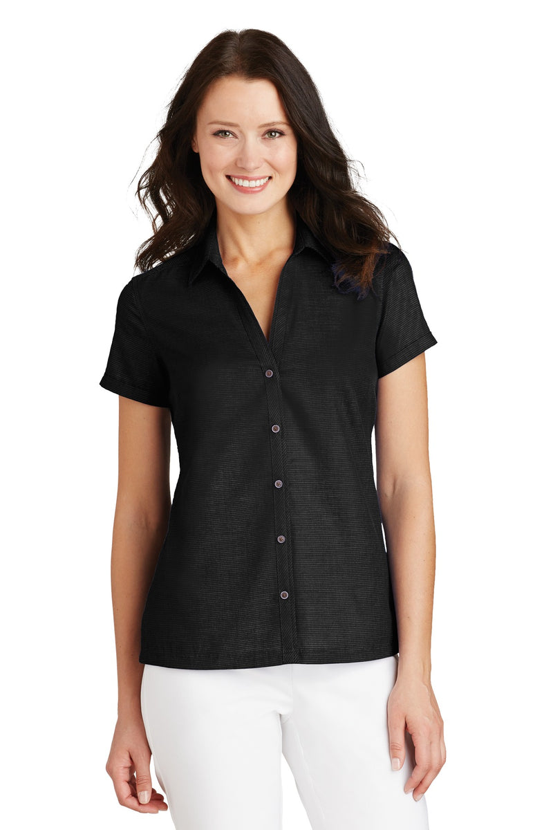 Port Authority Ladies Textured Camp Shirt - Black
