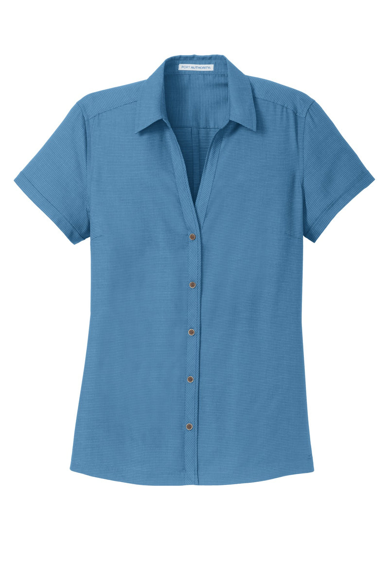 Port Authority Ladies Textured Camp Shirt - Celadon