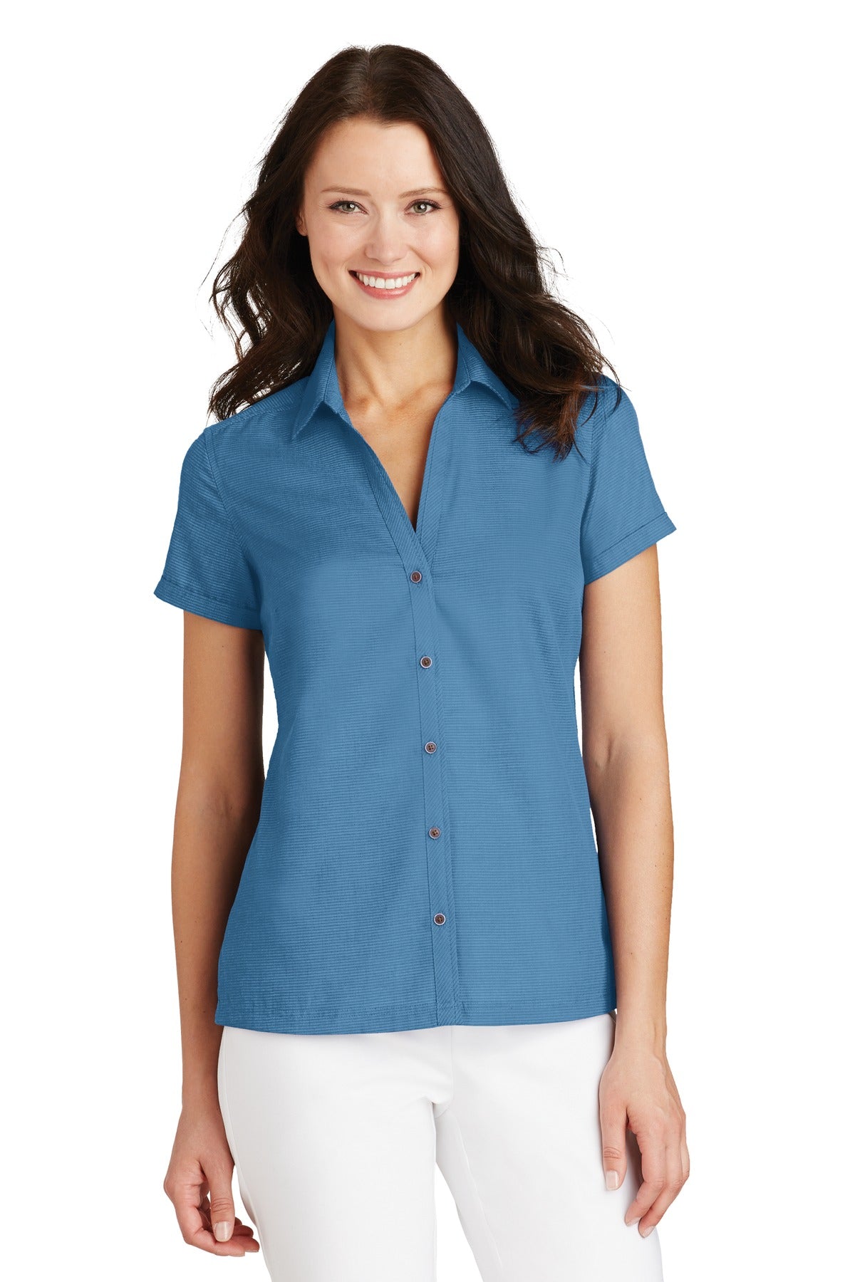 Port Authority Ladies Textured Camp Shirt - Celadon