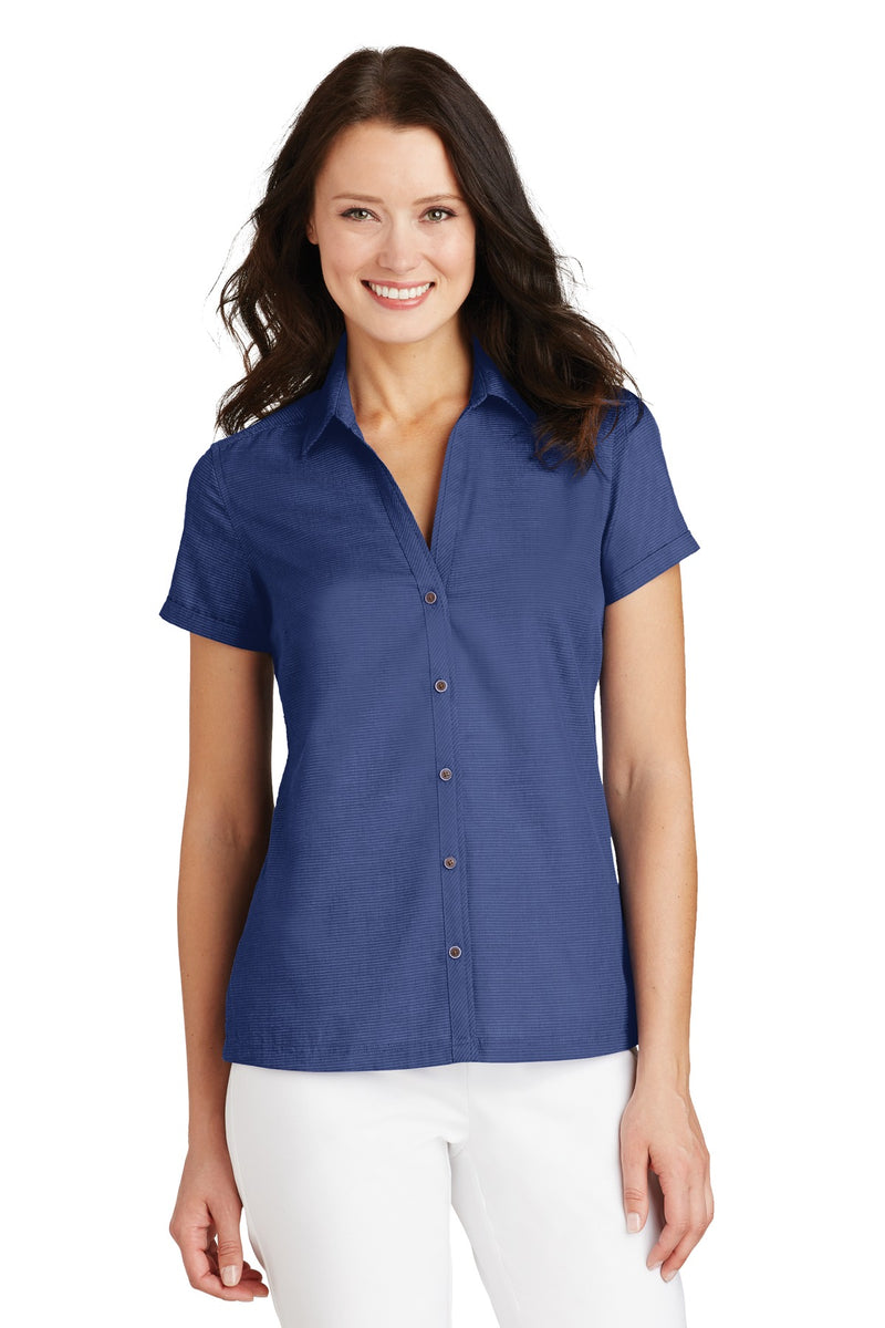 Port Authority Ladies Textured Camp Shirt - Royal