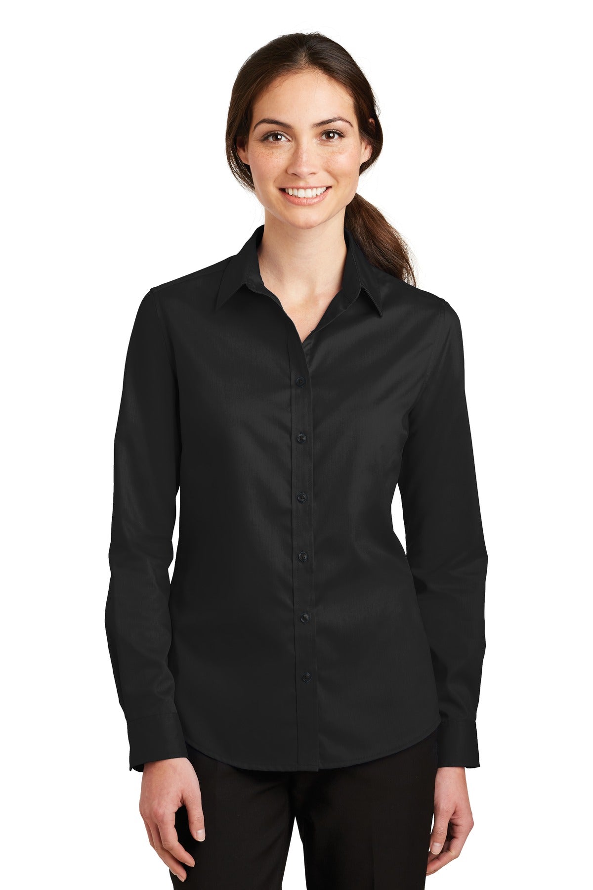 Port Authority Women's SuperPro Twill Shirt - Black