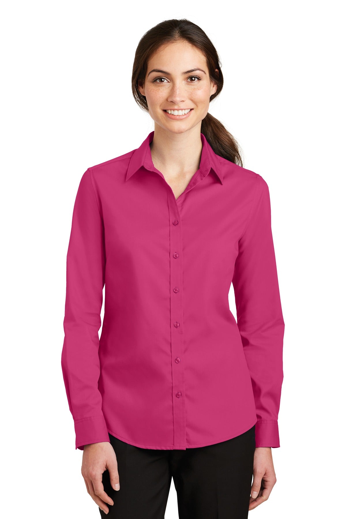 Port Authority Women's SuperPro Twill Shirt - Pink Azalea