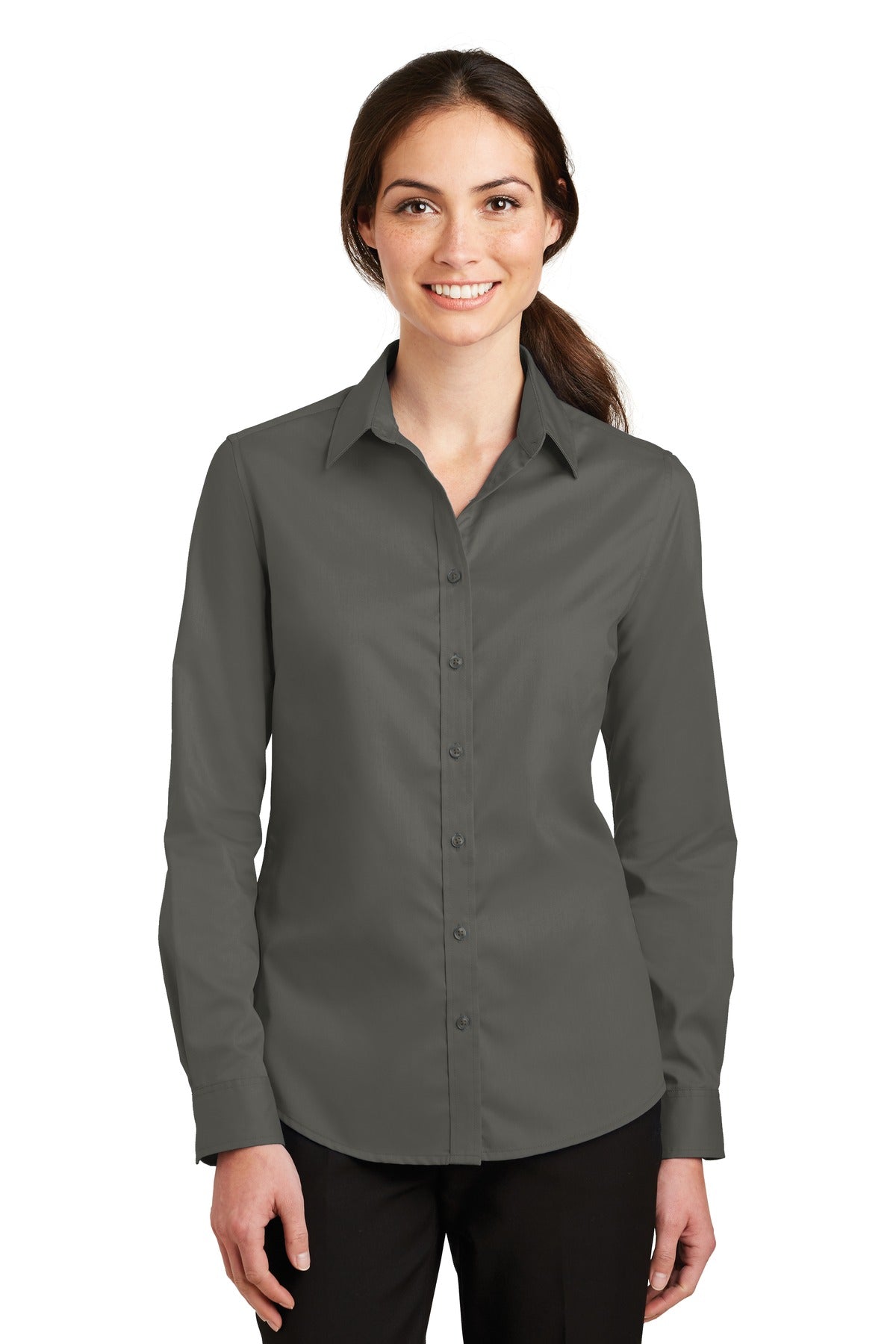 Port Authority Women's SuperPro Twill Shirt - Sterling Grey