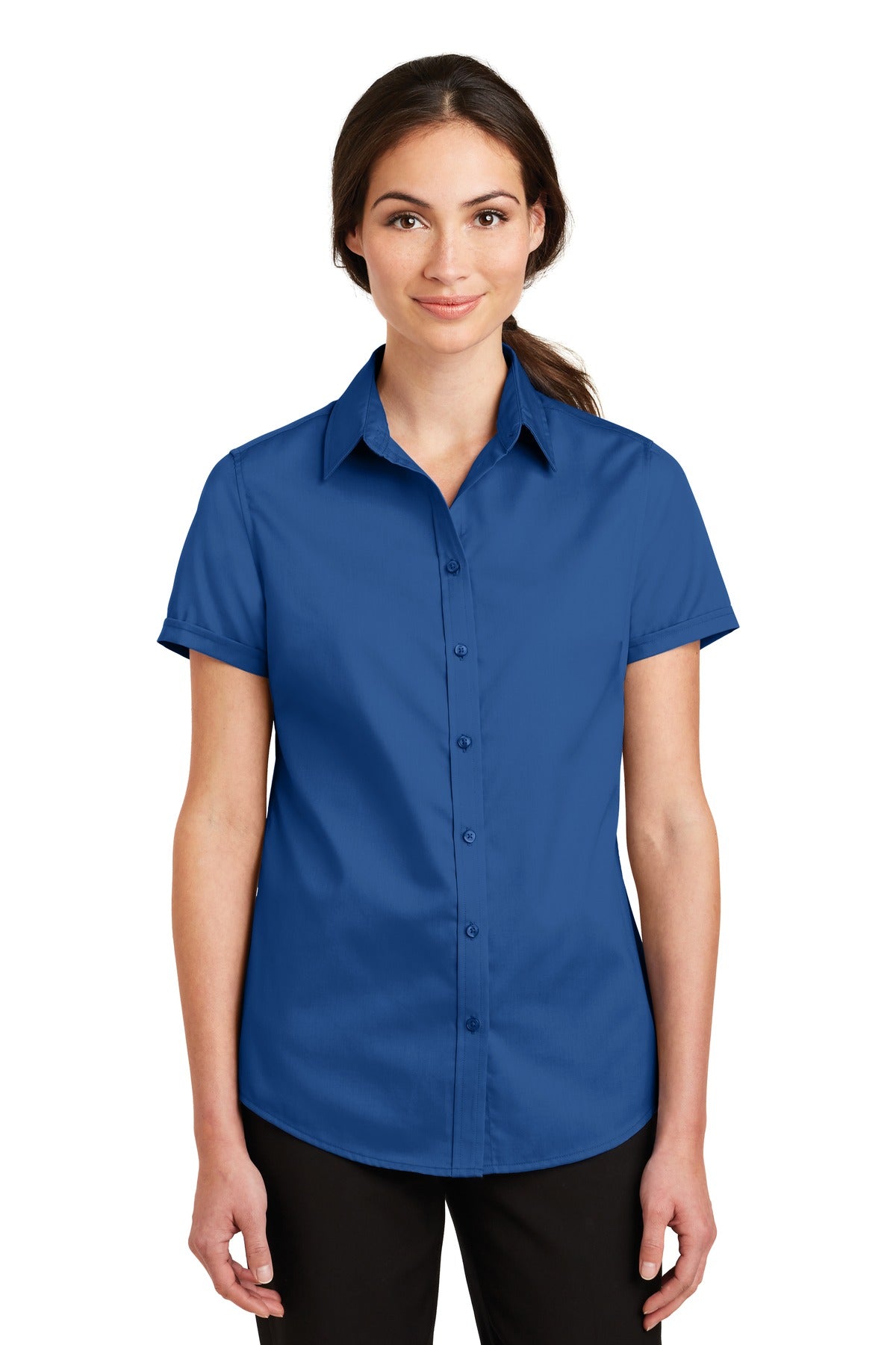 Port Authority Women's Short Sleeve SuperPro Twill Shirt - True Blue