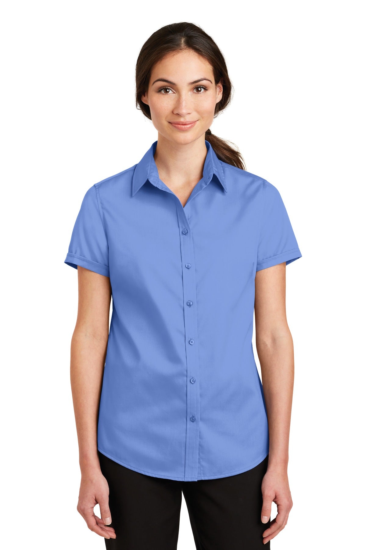 Port Authority Women's Short Sleeve SuperPro Twill Shirt - Ultramarine Blue