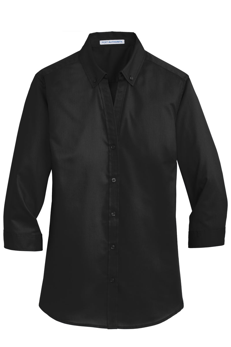 Port Authority Women's 3/4-Sleeve SuperPro Twill Shirt - Black