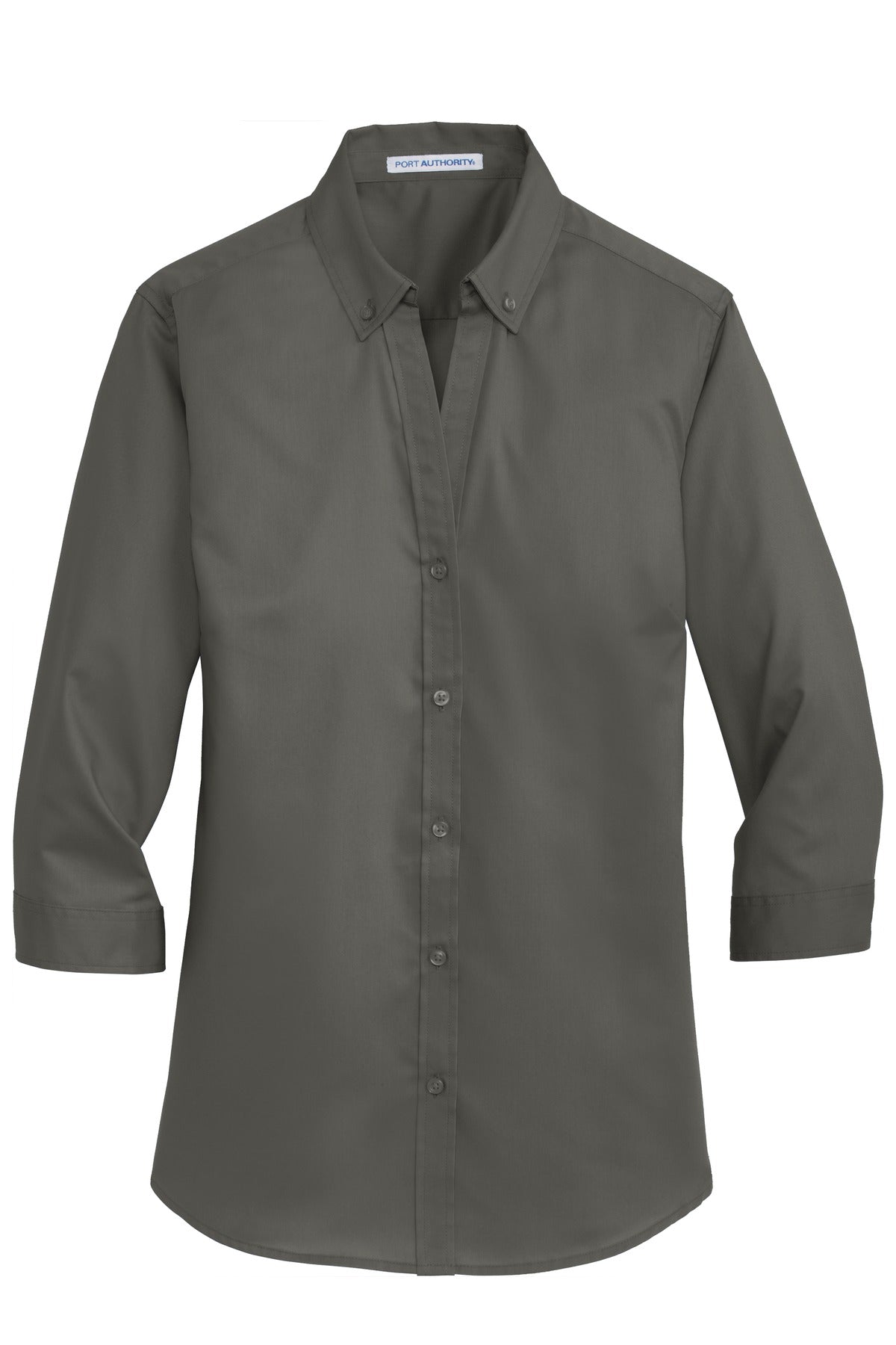 Port Authority Women's 3/4-Sleeve SuperPro Twill Shirt - Sterling Grey