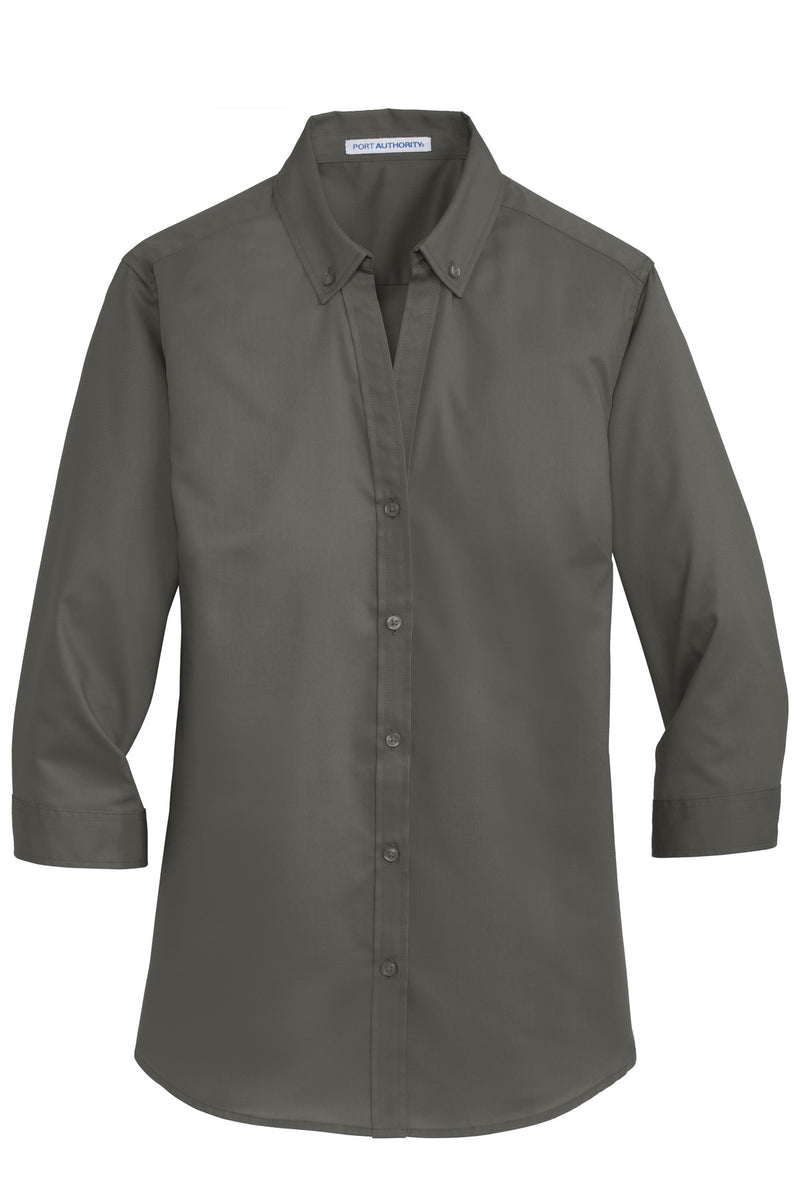 Port Authority Women's 3/4-Sleeve SuperPro Twill Shirt - Sterling Grey