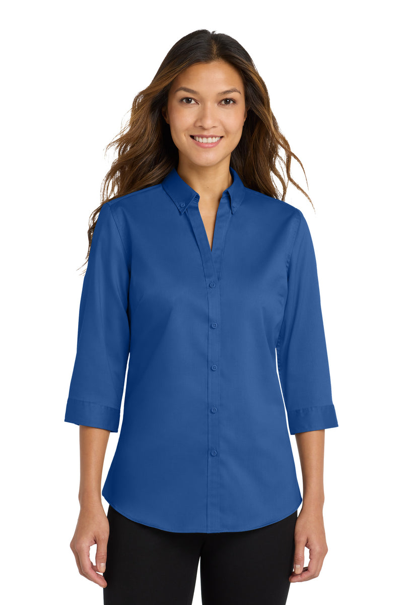 Port Authority Women's 3/4-Sleeve SuperPro Twill Shirt - True Blue