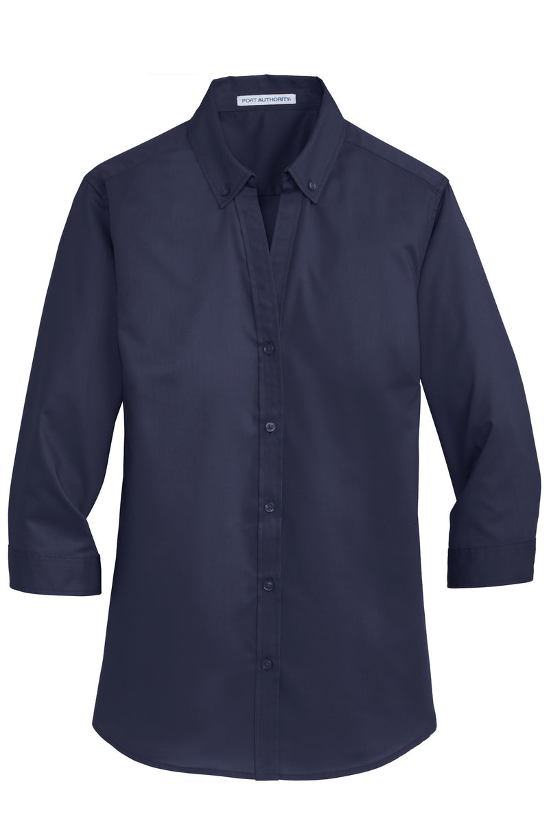 Port Authority Women's 3/4-Sleeve SuperPro Twill Shirt - True Navy