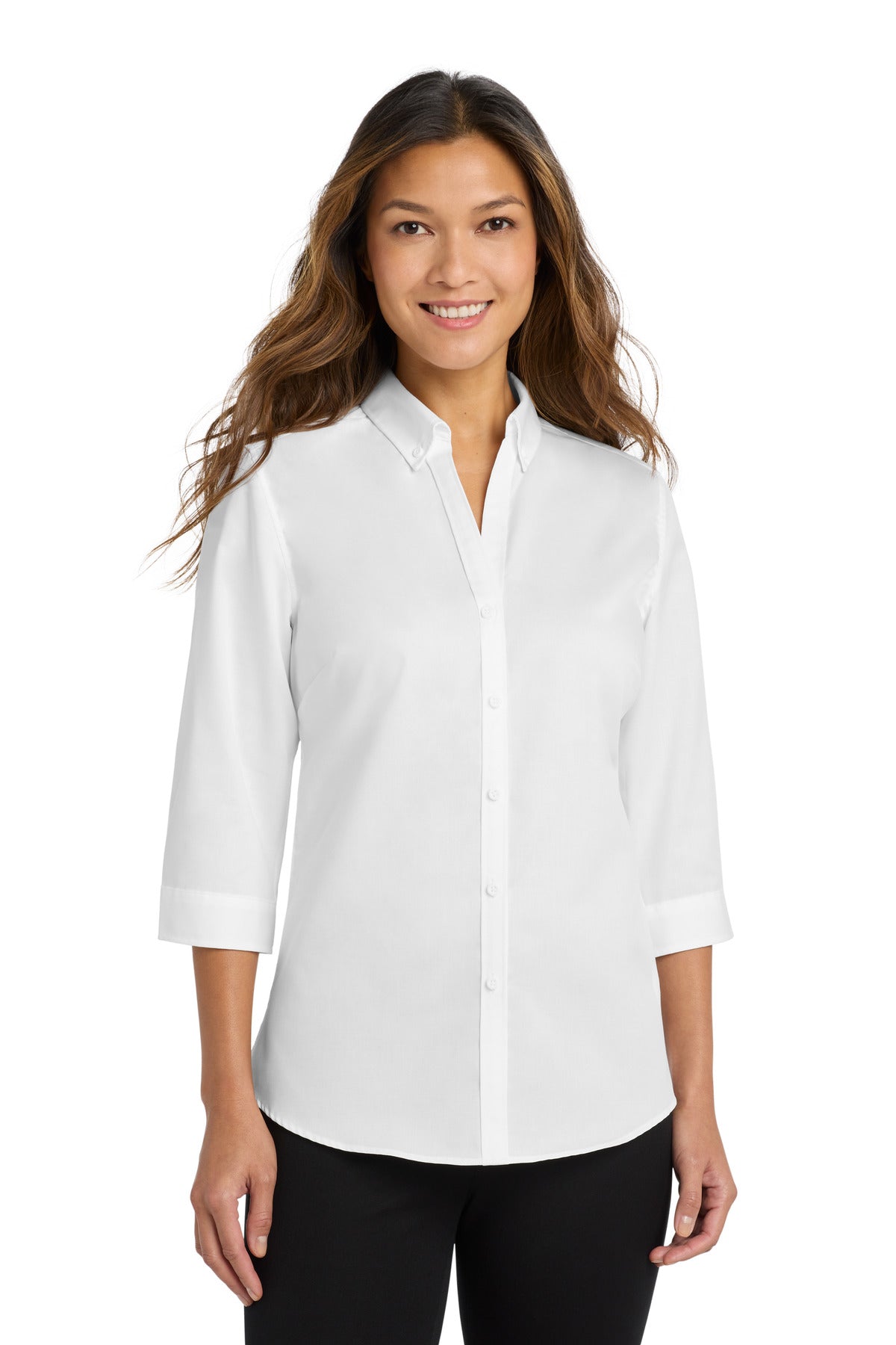 Port Authority Women's 3/4-Sleeve SuperPro Twill Shirt - White