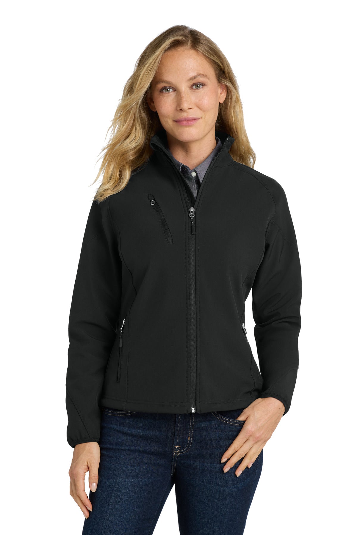 Port Authority Women's Textured Soft Shell Jacket - Black