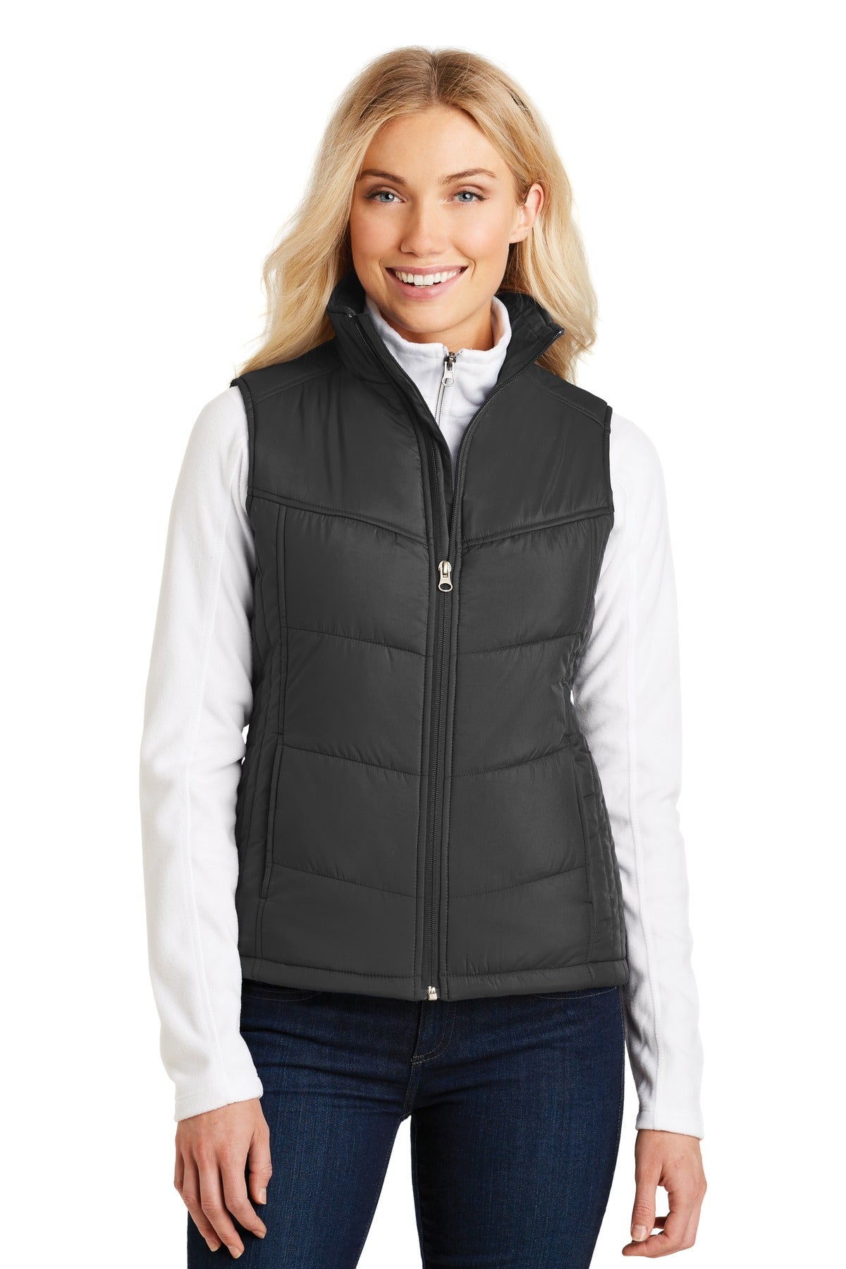 Port Authority Women's Puffy Vest - Black/ Black