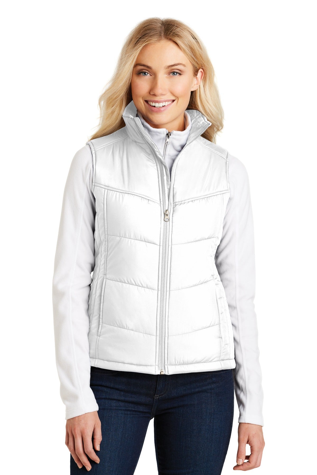 Port Authority Women's Puffy Vest - White/ Dark Slate