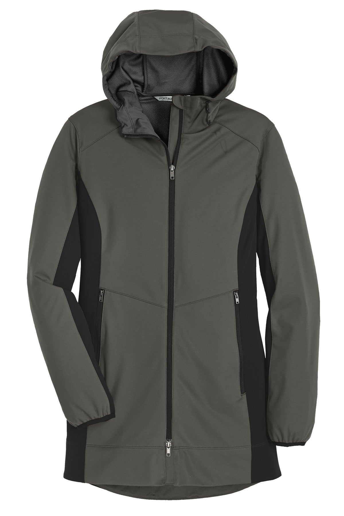 Port Authority Women's Active Hooded Soft Shell Jacket - Grey Steel/ Deep Black