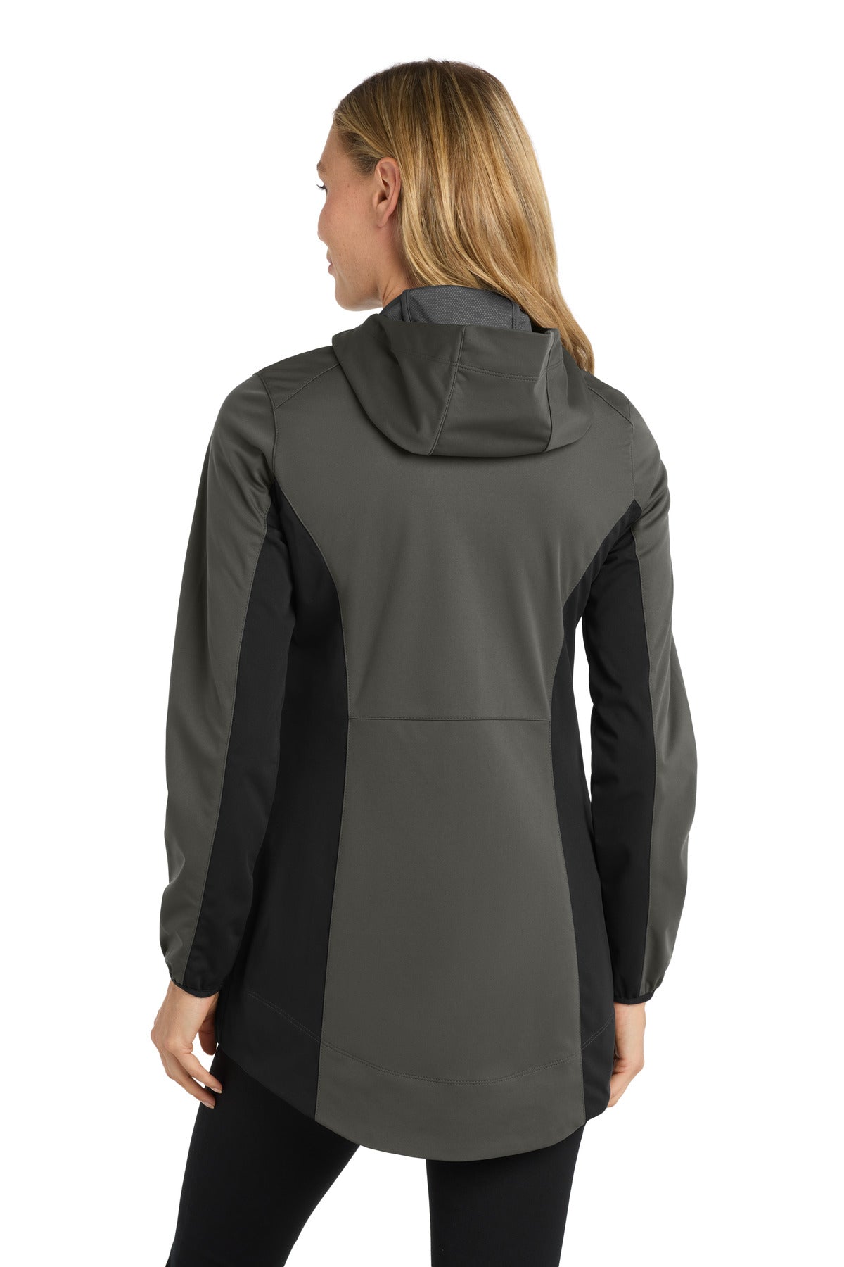 Port Authority Women's Active Hooded Soft Shell Jacket - Grey Steel/ Deep Black
