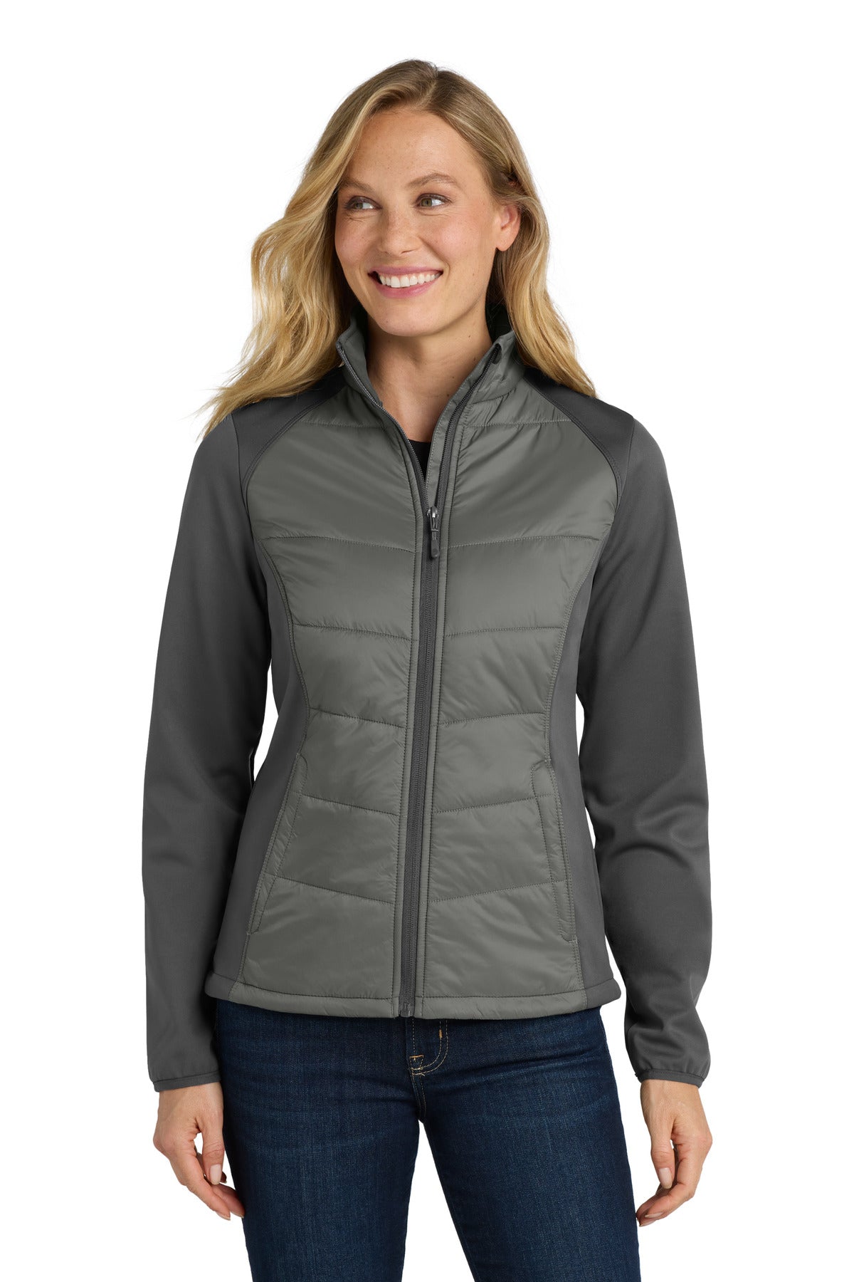Port Authority Women's Hybrid Soft Shell Jacket - Smoke Grey/ Grey Steel
