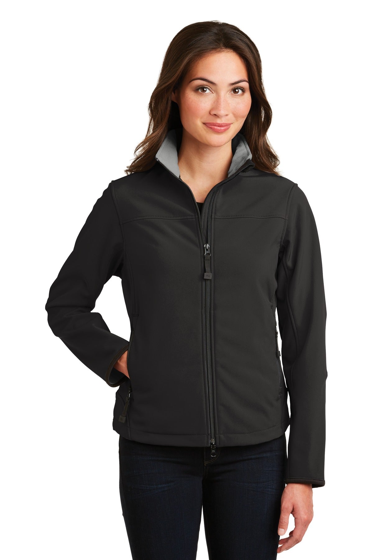 Port Authority Women's Glacier Soft Shell Jacket - Black/ Chrome