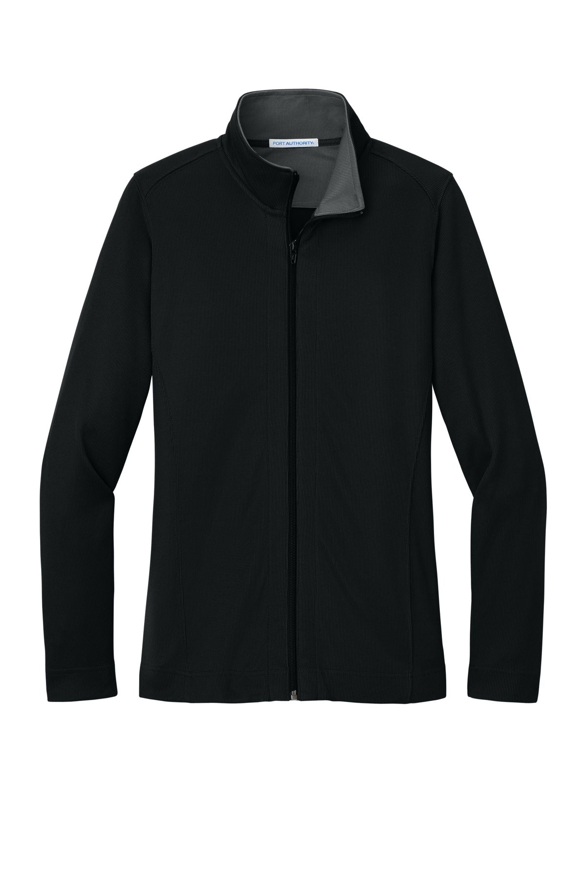 Port Authority Women's Vertical Texture Full-Zip Jacket - Black/ Iron Grey
