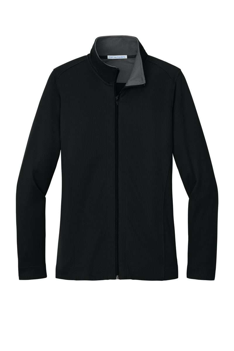 Port Authority Women's Vertical Texture Full-Zip Jacket - Black/ Iron Grey