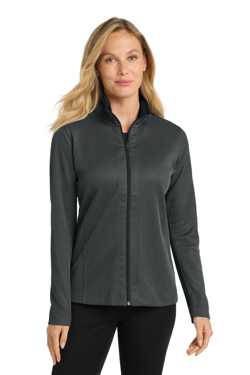 Port Authority Women's Vertical Texture Full-Zip Jacket - Iron Grey/ Black