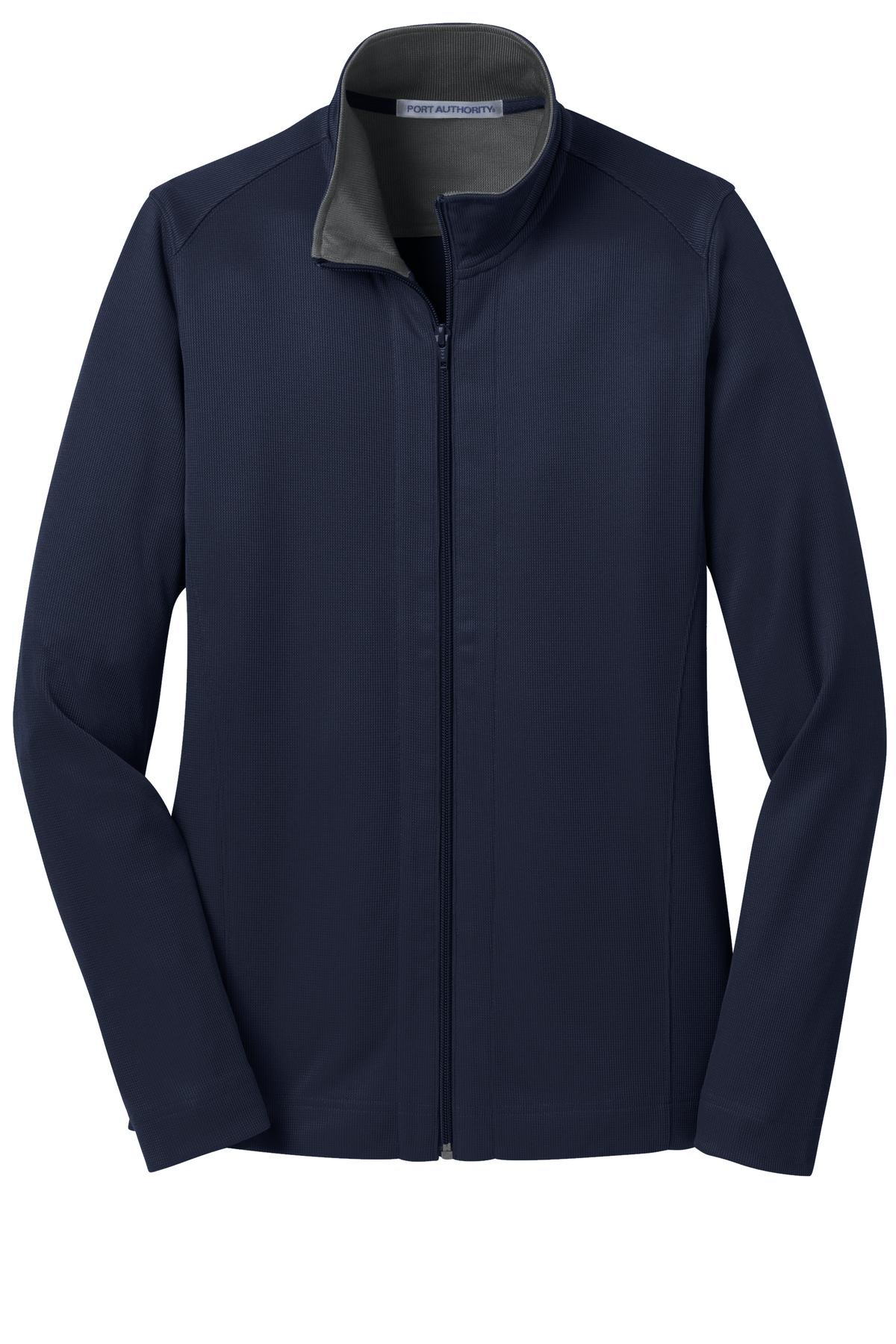 Port Authority Women's Vertical Texture Full-Zip Jacket - True Navy/ Iron Grey