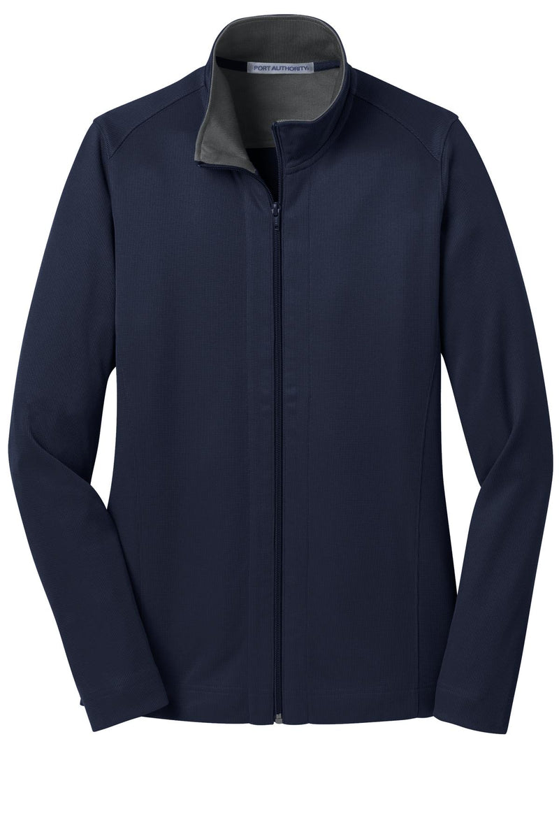 Port Authority Women's Vertical Texture Full-Zip Jacket - True Navy/ Iron Grey
