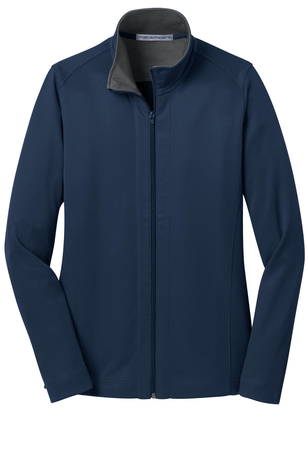 Port Authority Women's Vertical Texture Full-Zip Jacket - Regatta Blue/ Iron Grey