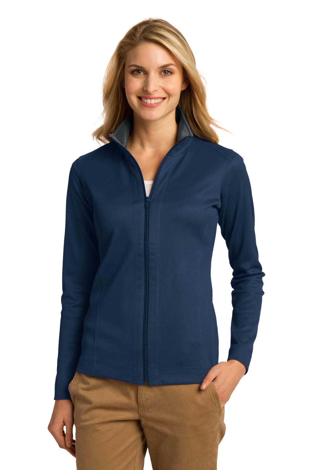 Port Authority Women's Vertical Texture Full-Zip Jacket - Regatta Blue/ Iron Grey