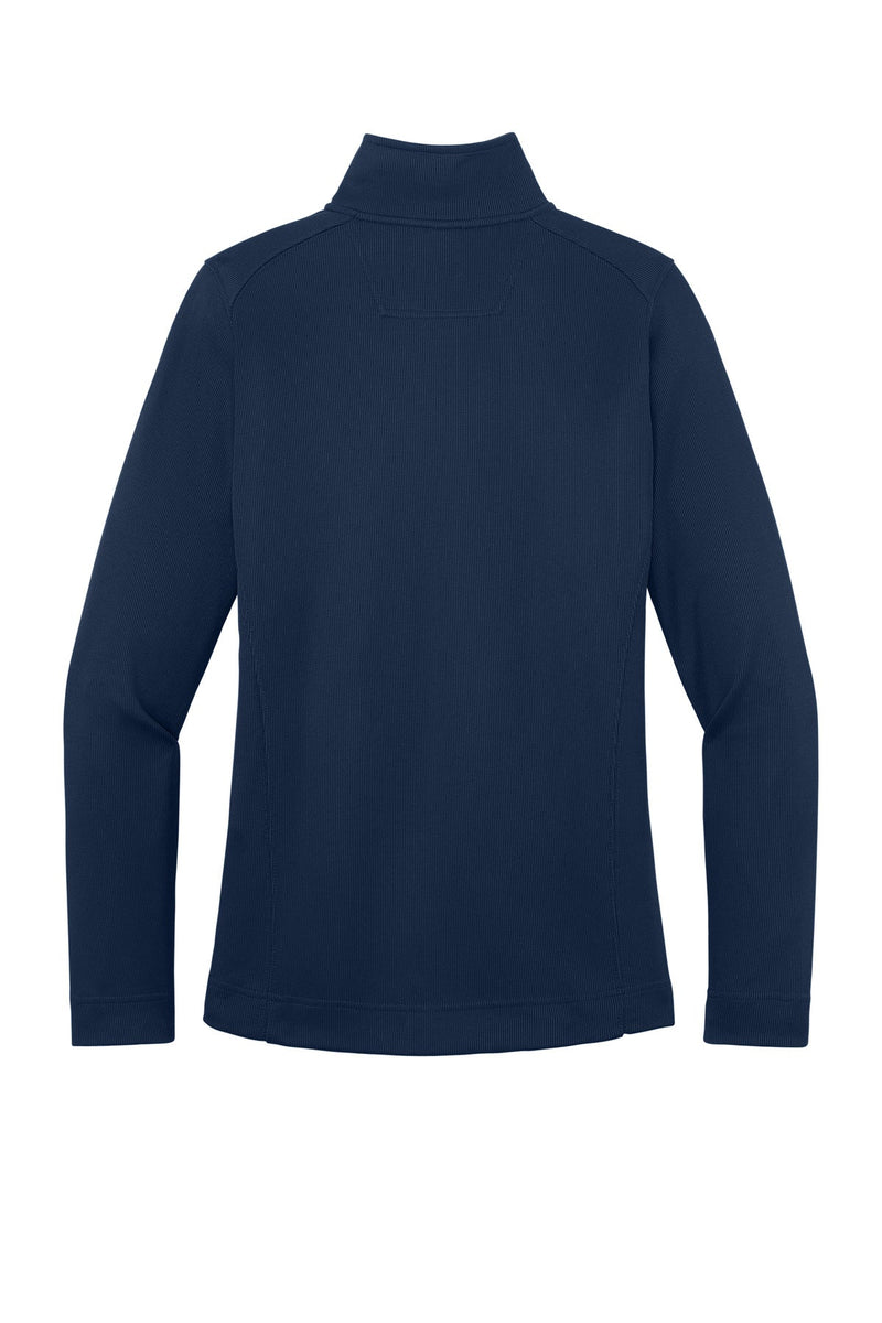 Port Authority Women's Vertical Texture Full-Zip Jacket - True Navy/ Iron Grey flat back