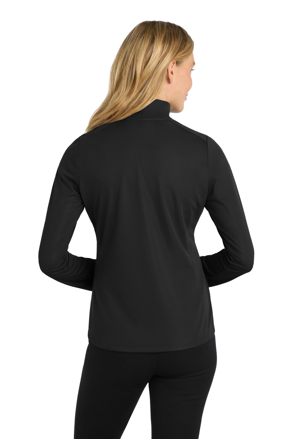 Port Authority Women's Pinpoint Mesh 1/2-Zip - Black