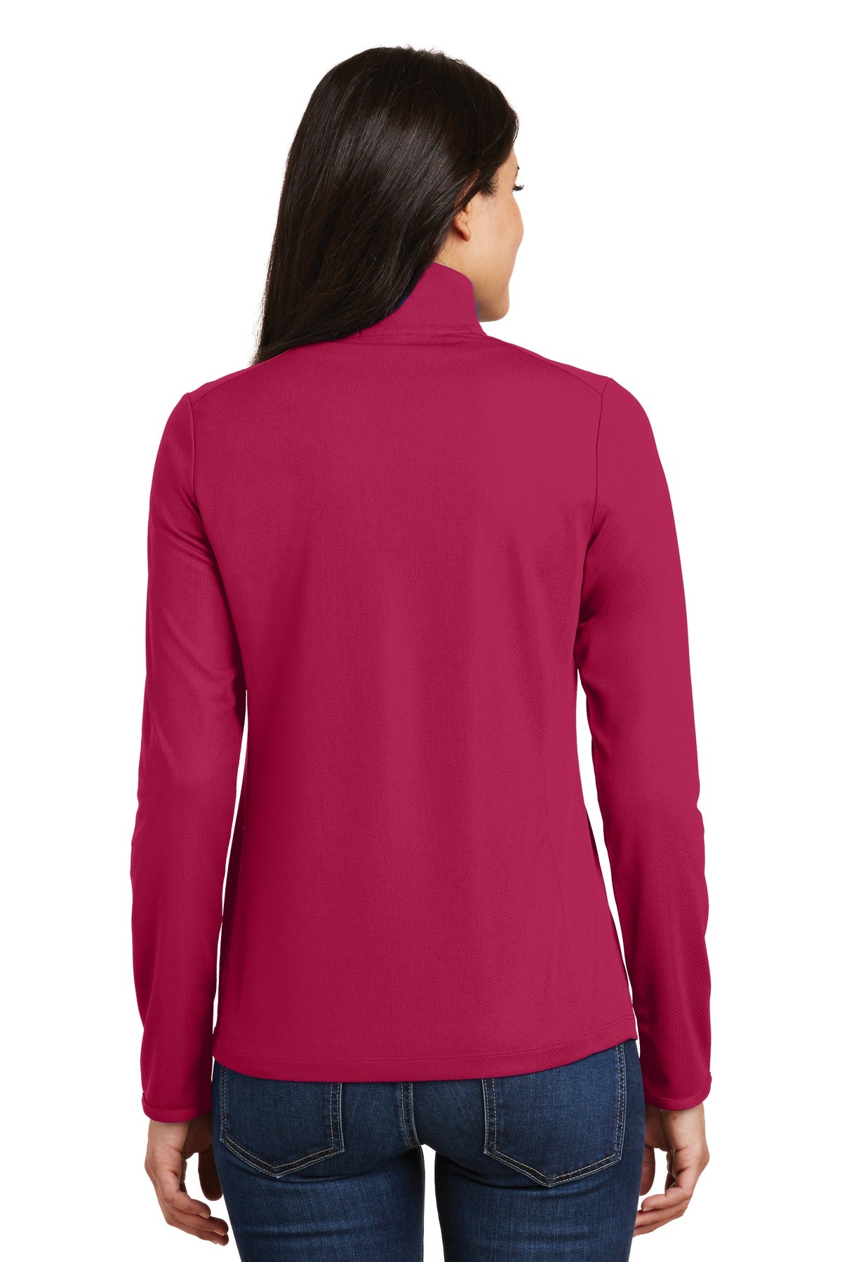 Port Authority Women's Pinpoint Mesh 1/2-Zip - Dark Fuchsia