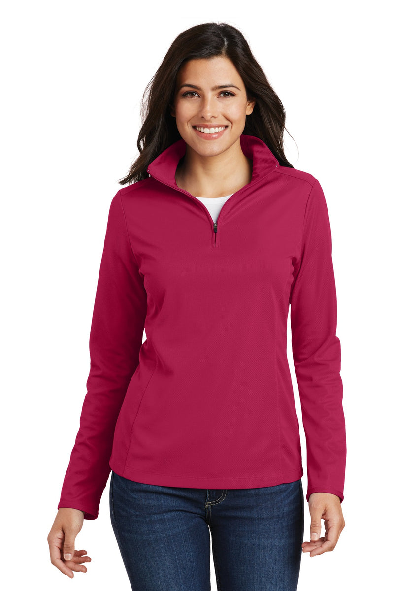 Port Authority Women's Pinpoint Mesh 1/2-Zip - Dark Fuchsia