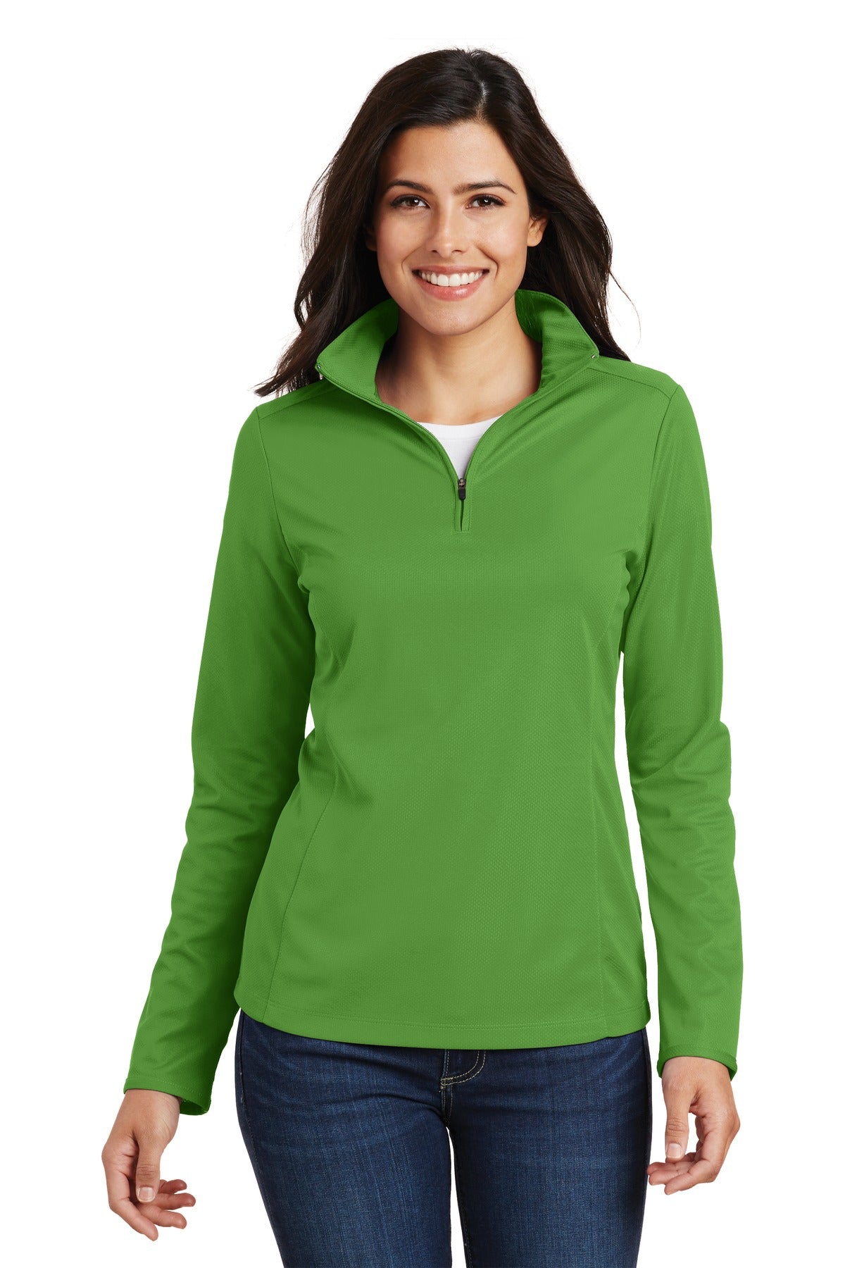 Port Authority Women's Pinpoint Mesh 1/2-Zip - Treetop Green